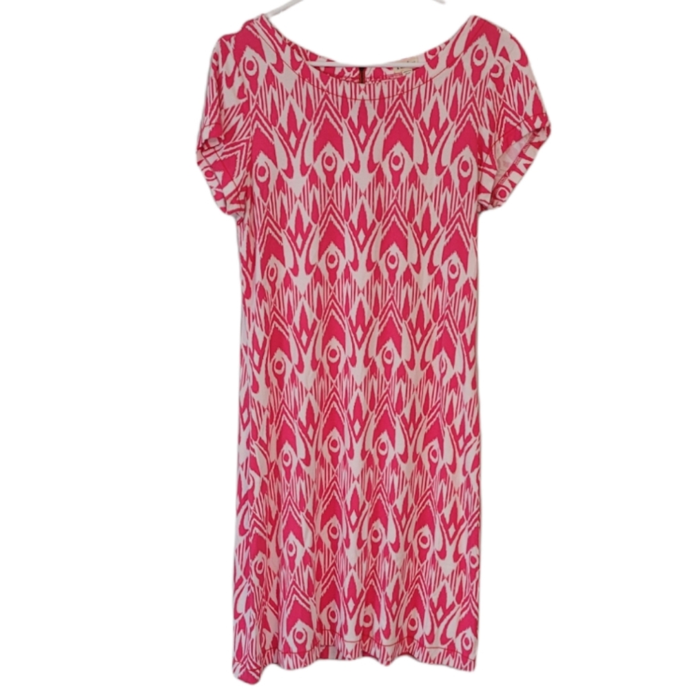 Hatley Nellie Shorline Teeshirt Dress Pink and White Size Medium
